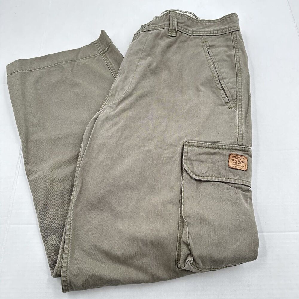 Polo Jeans Ralph Lauren Cargo Pants Mens 36x32 Khaki Green 90s Y2K VTG